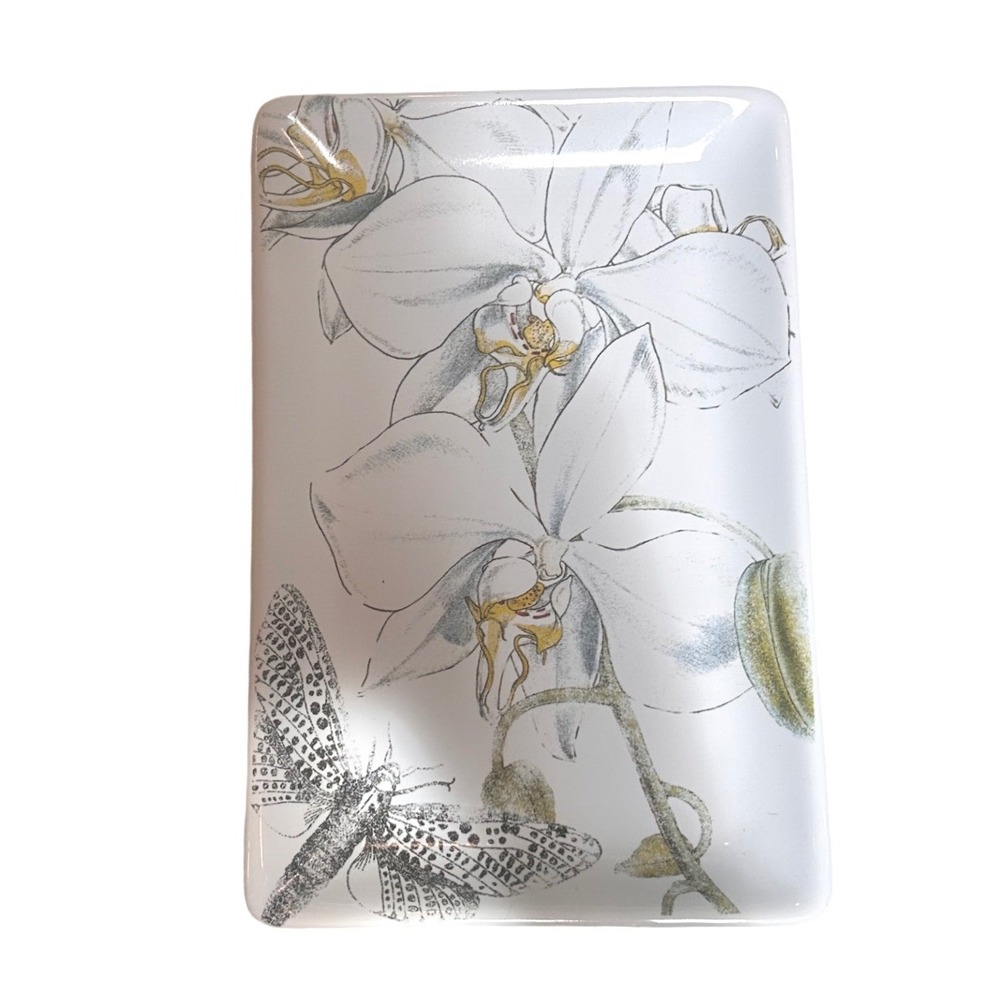 Mary Lake-Thompson One Hundred 80 Degrees Orchid Moth Ceramic Trinket Tray 8in